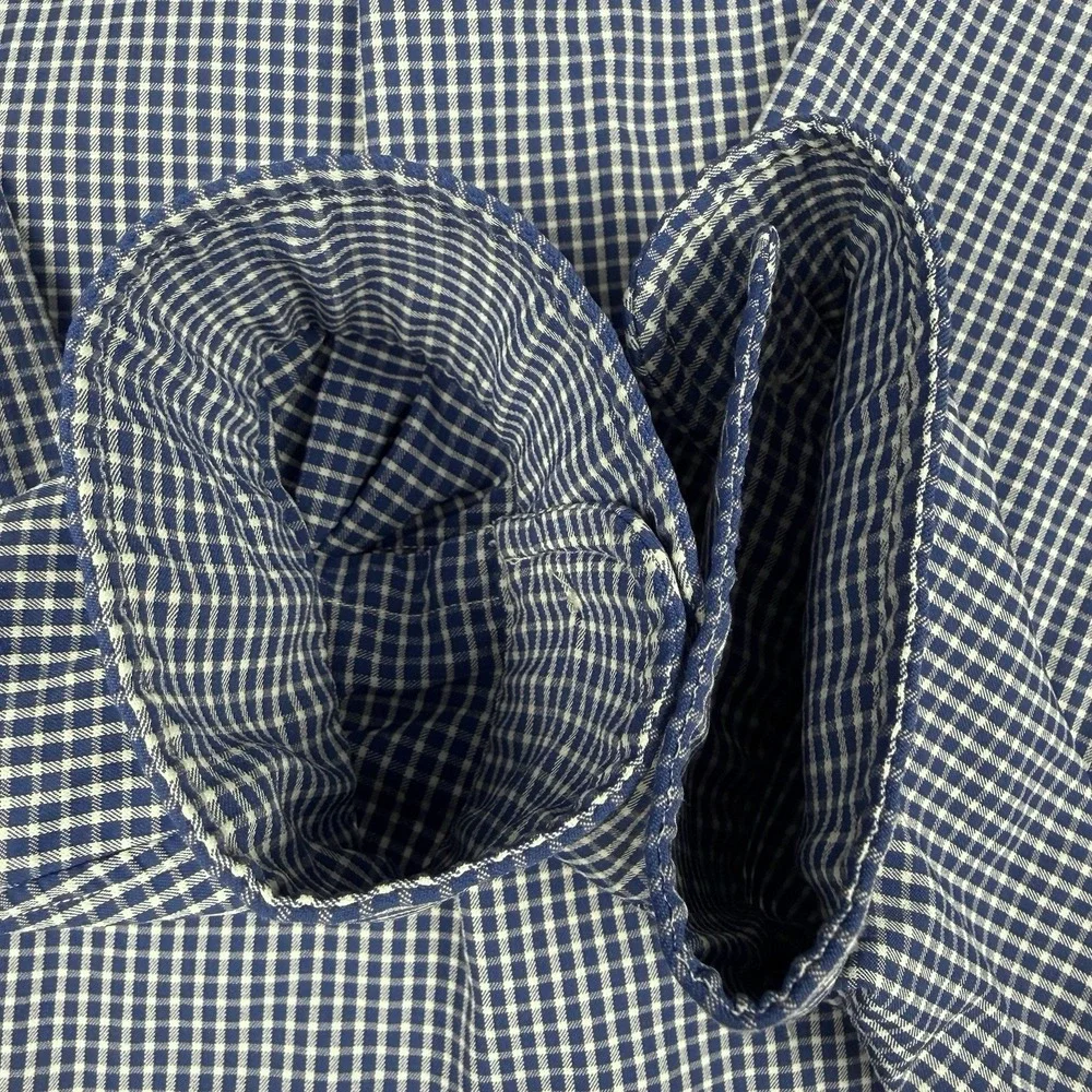 Polo Ralph Lauren *FLAW* Performance Shirt Mens M White Blue Check Button Down